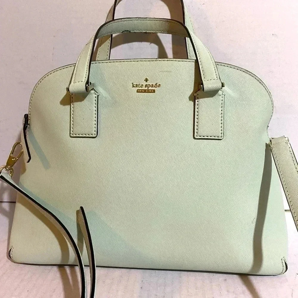 Kate spade green saffiano leather satchel handbag